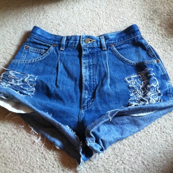 distressed Lee high waisted shorts