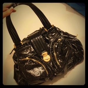 Treesje: Patent black purse.
