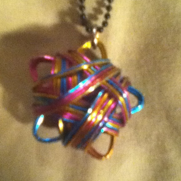 Colorful 3-D star necklace