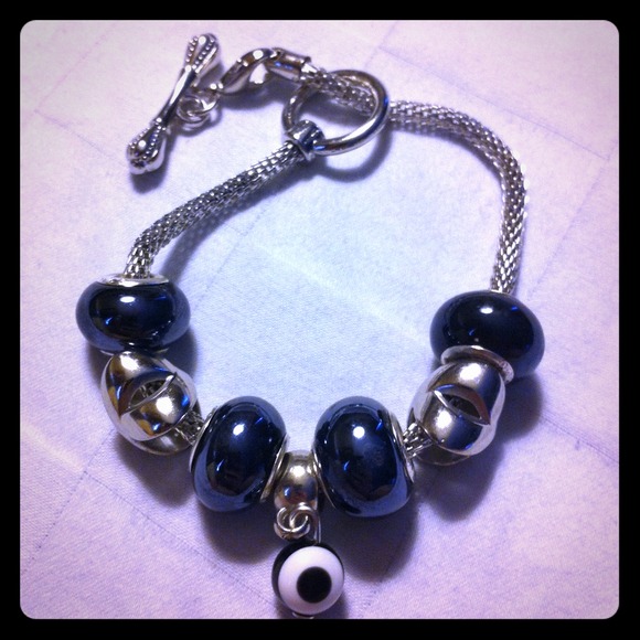 Silver Blue Charm Bracelet