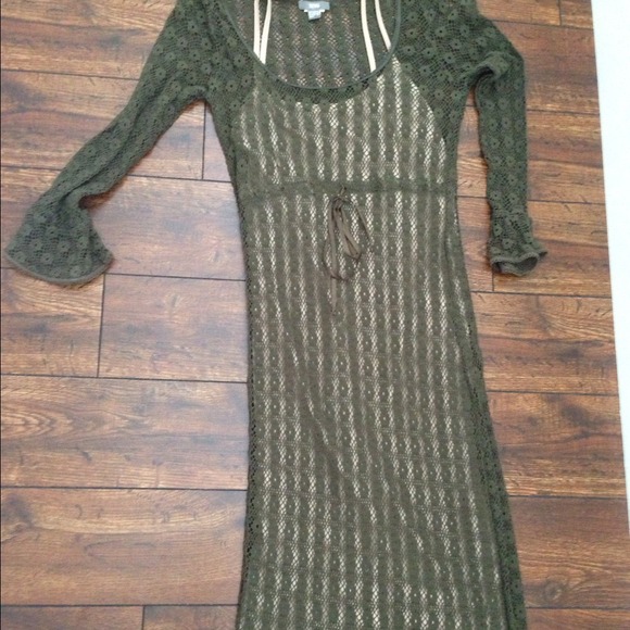 MNG green dress crochet / lace / mesh