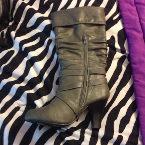 cute high heel gray boots