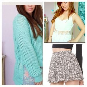 Bundle: mint sweater, skirt and white dress