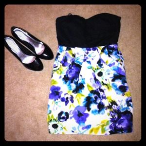 Black and floral dress with pockets