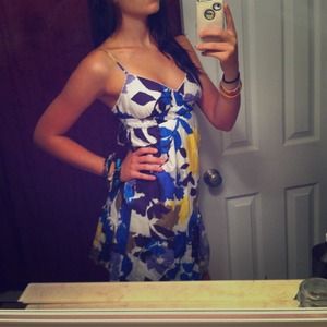 Below knee floral dress, spaghetti straps