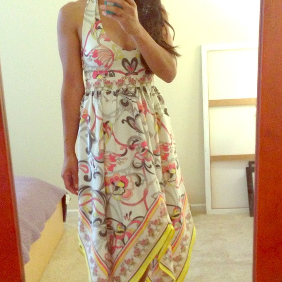 H&M floral patterned halter top sundress.