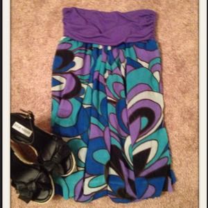 Strapless Printed Party Dress