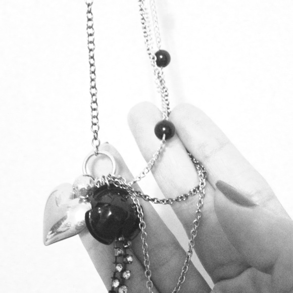 Black and silver chain necklace
