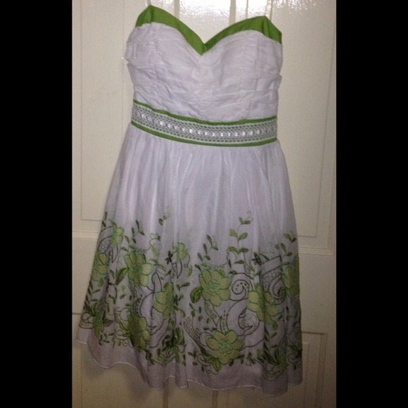 White and green floral dress