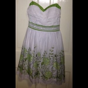 White and green floral dress