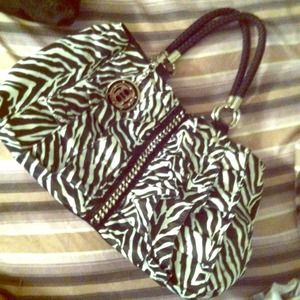 Bebe Zebra Ruffle Handbag