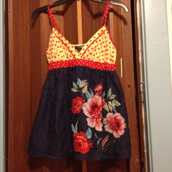 NWOT floral and polka dot tank top