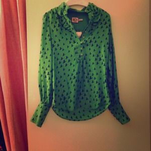 Juicy Couture bird print silk blouse