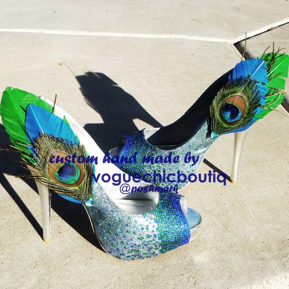 Custom Hand Made Peacock Heels - Picture 2 of 4