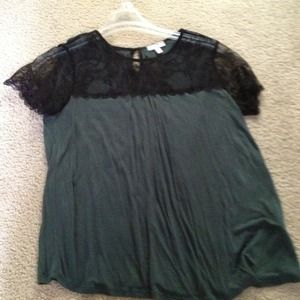 Green and black lacy blouse