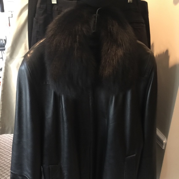 Leather and fur jacket