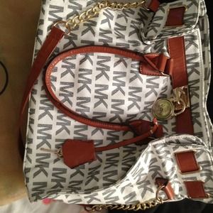 Michael Kors white signature tote