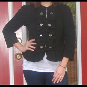 Black ruffle blazer