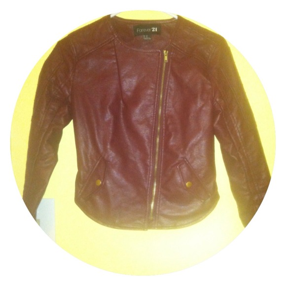 F21 Maroon Leather Jacket
