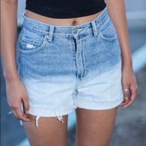90's high waisted dip dyed denim shorts
