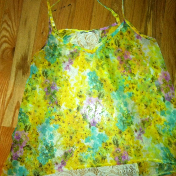 Floral lace back tank