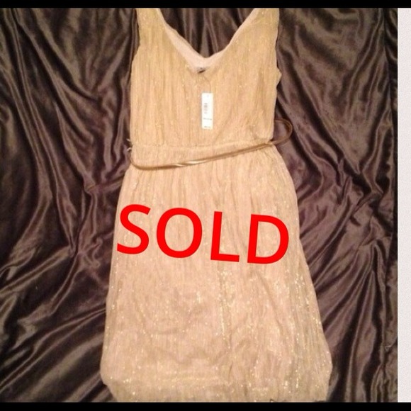 Gold sparkly dress with gold belt