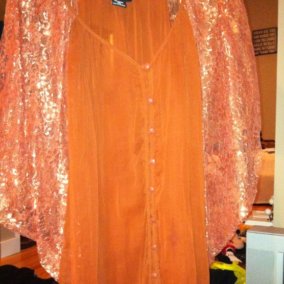 Loose fitted rust orange lace shirt