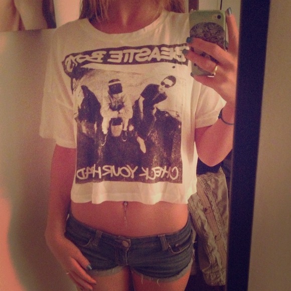 White and Black Beastie Boys Crop Top