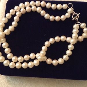 Double strand white Akoya pearl necklace