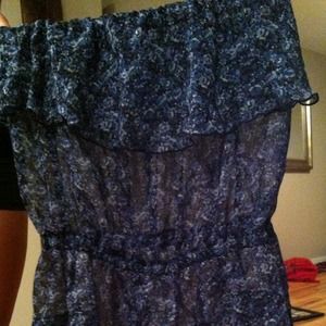 Strapless floral print shirt