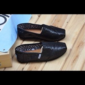 Brand new in box black glitter sequin TOMS.