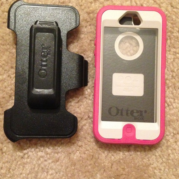 Pink and white otter box iPhone 5