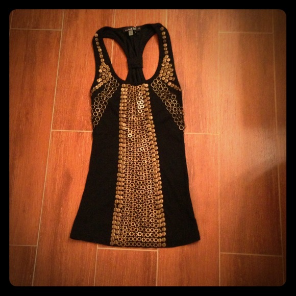 Mustard Seed Tops - Beautiful Black Embellished Tank!!