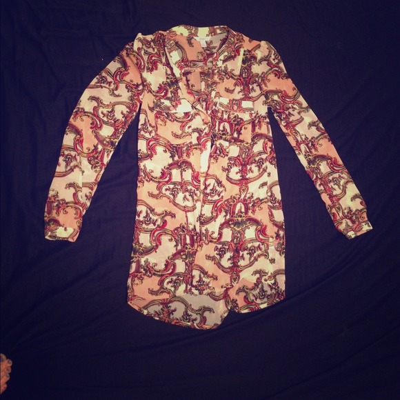 Sheer paisley print button down - Picture 1 of 1