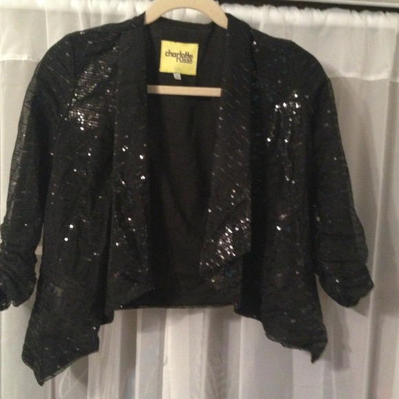 Black sequin crop blazer