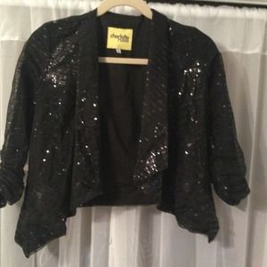 Black sequin crop blazer