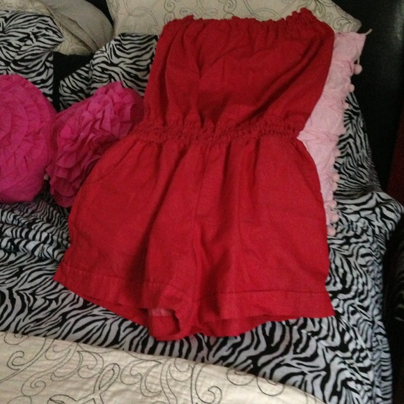 Jean like red romper