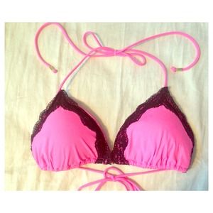 🎀Sold🎀 VS hot pink and black lace bikini top