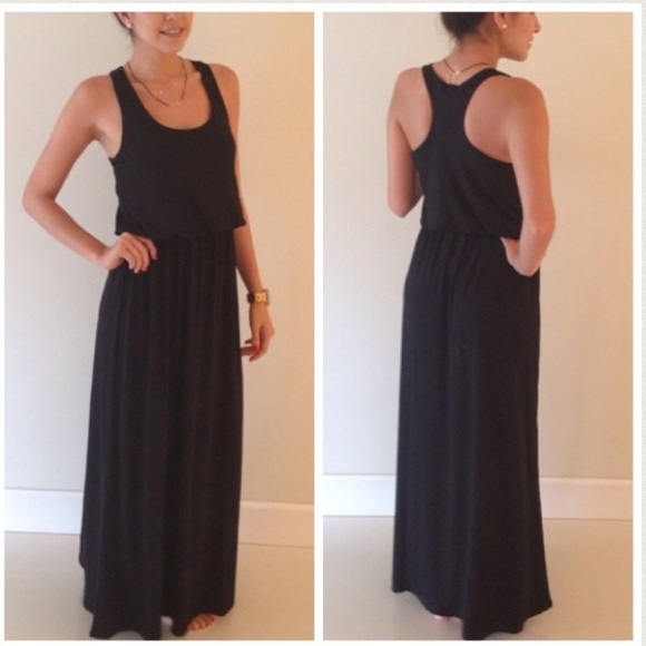 Gorgeous Racer Back Black  Maxi Dress Small