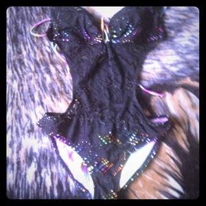 Black lace bathing suit