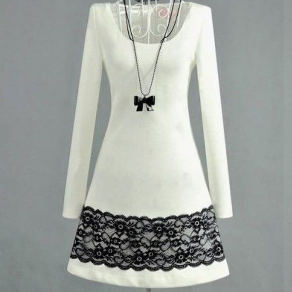 NWT Slim Lace Long Sleeve Pure Cotton Dress - Picture 2 of 4