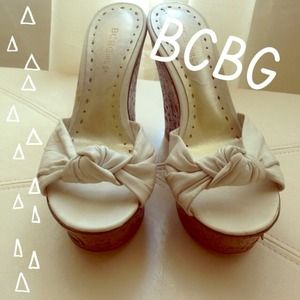 BCBGirls White Leather Wedges Size 8