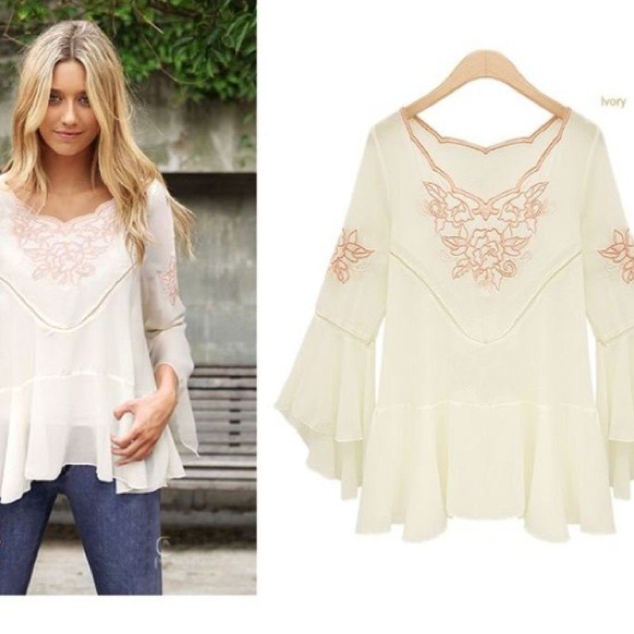 Tops - ❗COMING BACK SOON!❗ Embroidered chiffon top