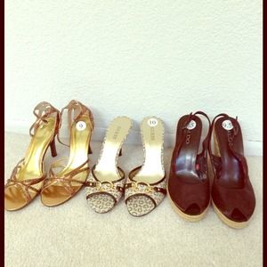 Three brand new 2inch heeled sandals