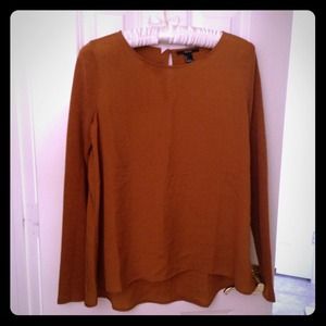 Turmeric Silky Blouse with Knit Sleeves