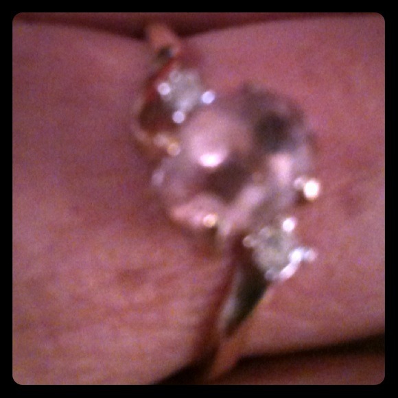 Traded!!Pretty gold ring. Pink stone & cz's