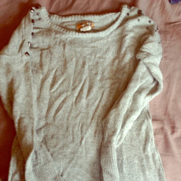 Grey with studded shoulder detail sweater dress