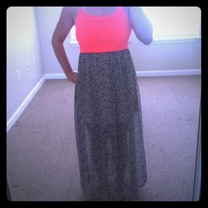 Coral and Leopard Maxi Dress