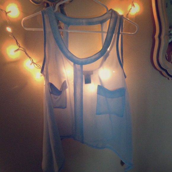 ❌SOLD❌ Sheer, light blue tank