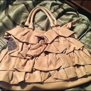 Pink ruffle urban outfitters leather handbag